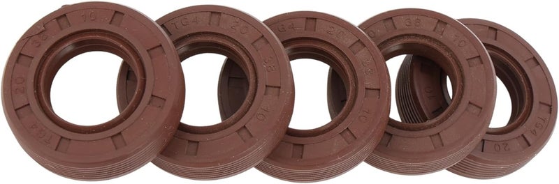 Partuto Universal Oil Seal TG4 Lip Seal Ring Rotary Shaft Seal 20x38x10mm High Pressure FKM Rubber Brown 5 Pcs - Image 1